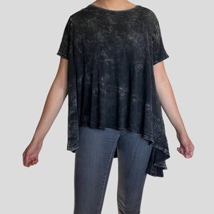We The Free Oversized Asymmetrical Black and Gray Bleached Tunic T Shirt!
